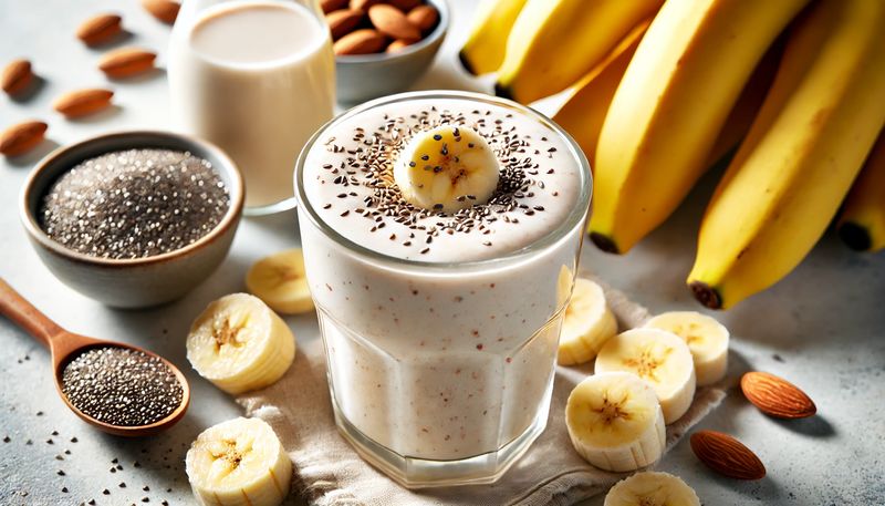 Smoothie protéiné banane-lait d’amande